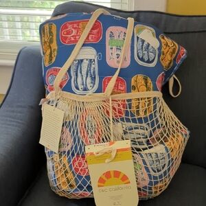 C&C California Blue Tote Bag with Mesh Design